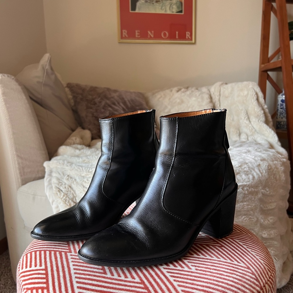 Madewell black leather short boots